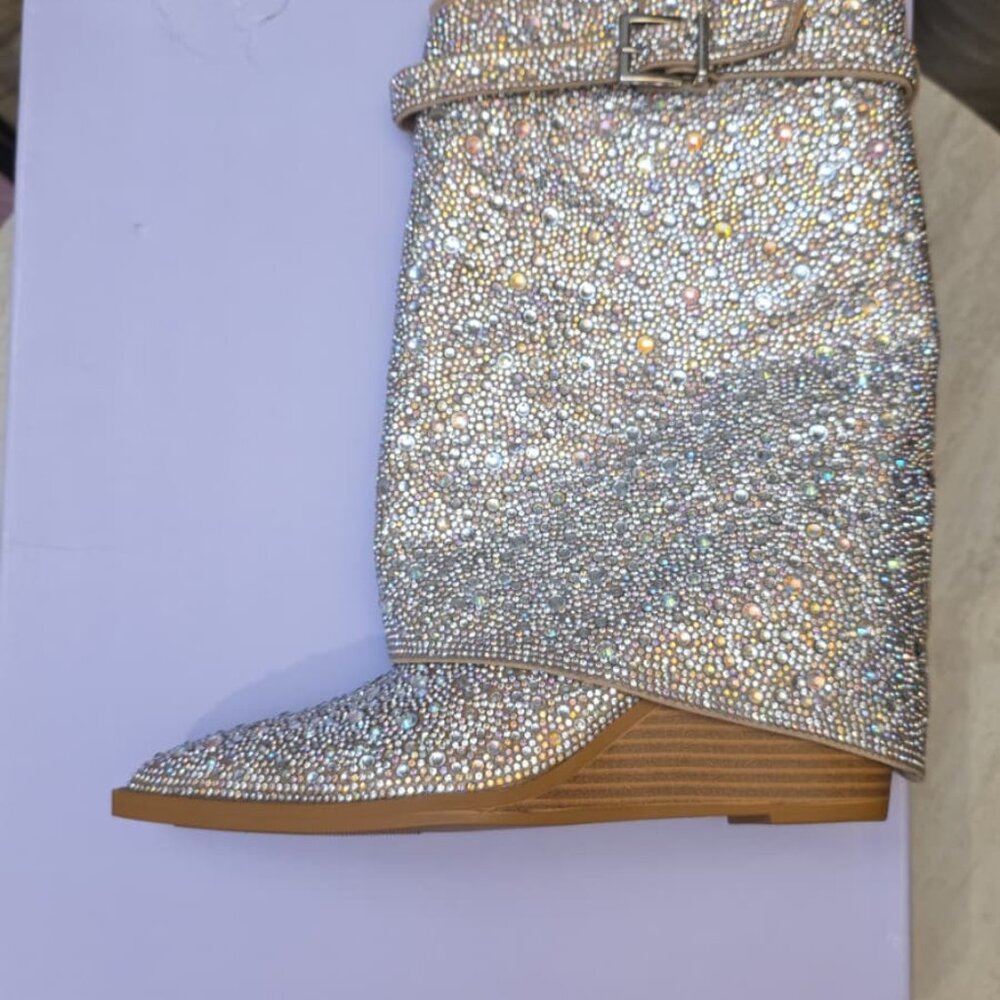 Madden Girl Joe-R Cuffed Wedge Western Dre Blush Rhinestone - Picture 4 of 4